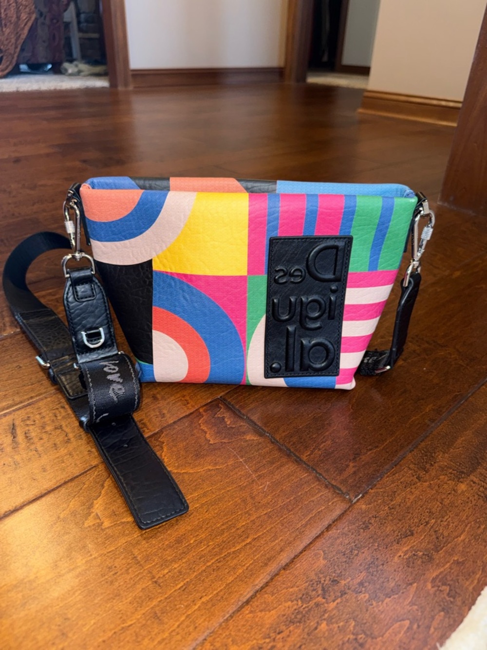 Desigual Colorblock Strap Crossbody Bag - Blue Pink Yellow Black Tan